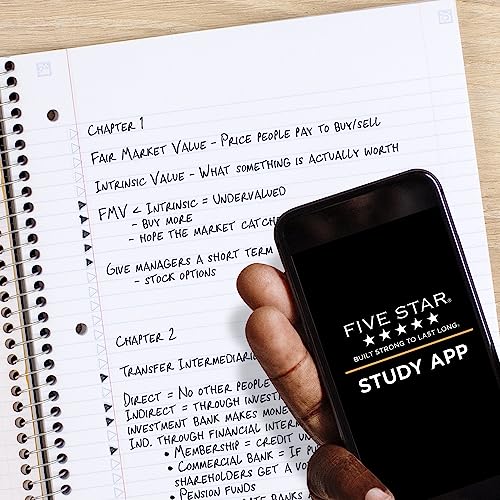Five Star 5-Subject Spiral Notebook with Study App