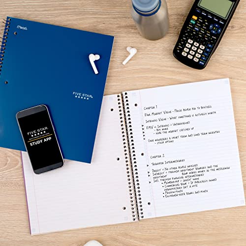 Five Star 5-Subject Spiral Notebook with Study App
