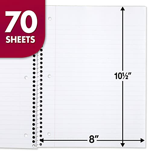 Mead 24-Pack Spiral Notebooks, Wide Ruled 70 Sheets