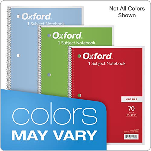 Oxford 1-Subject Wide Ruled Notebooks, 3 Pack
