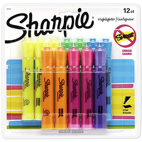Sharpie Chisel Tip Highlighters, Assorted 12-Pack
