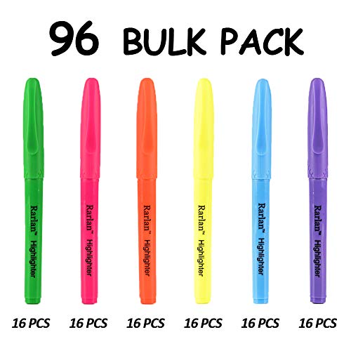 Rarlan Assorted Fluorescent Highlighters, 96 Count