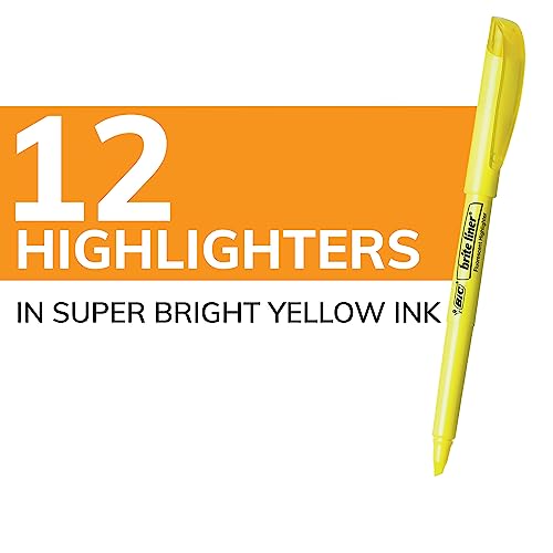 BIC Brite Liner Yellow Highlighters, 12-Pack