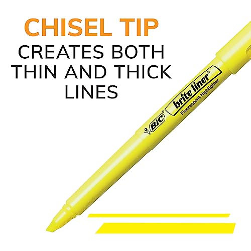 BIC Brite Liner Yellow Highlighters, 12-Pack
