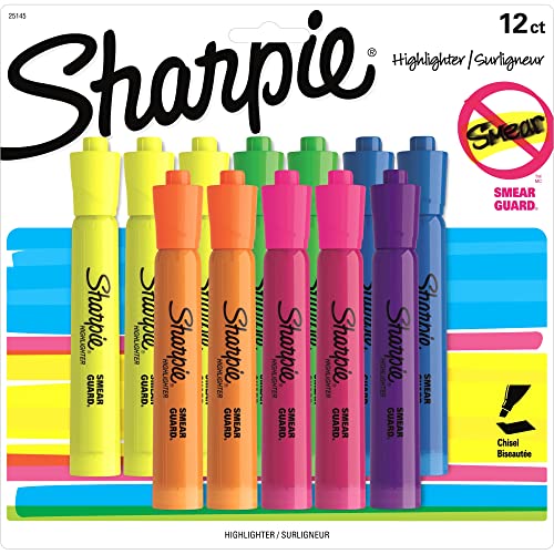 Sharpie Chisel Tip Highlighters, Assorted 12-Pack