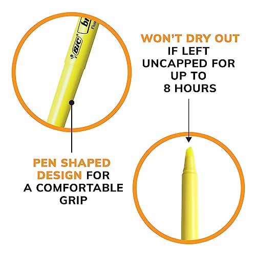BIC Brite Liner Yellow Highlighters, 12-Pack