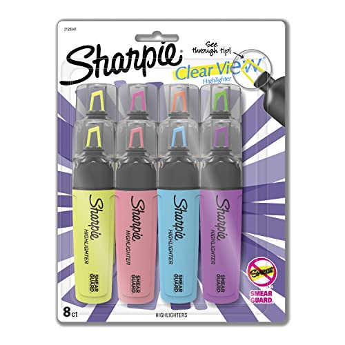 Sharpie Clear View Chisel Tip Highlighter Set, 8 Count
