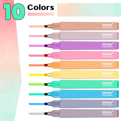 Aesthetic Pastel Highlighters - 10 Pack Set