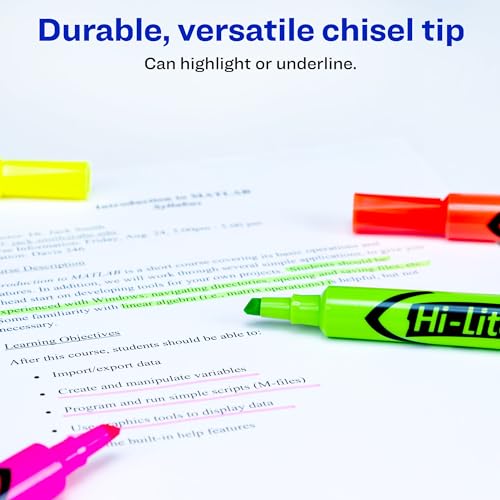 AVERY Chisel Tip Smear Safe Highlighters, 4-Pack
