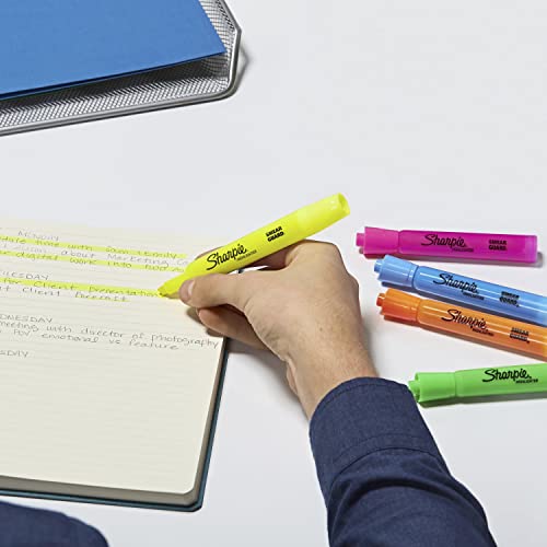 Fluorescent Yellow Sharpie Tank Highlighters, 12 Count