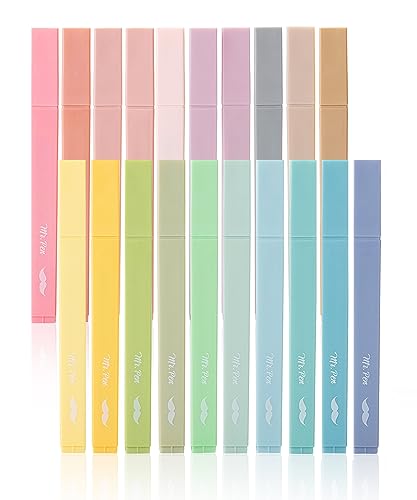 20 Pastel Chisel Tip Highlighters Set