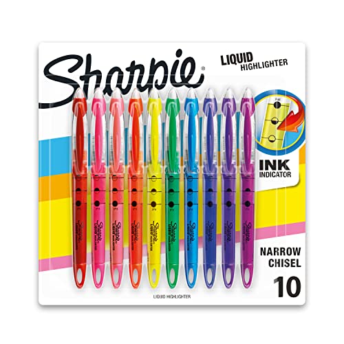 Sharpie Assorted Chisel Tip Liquid Highlighters, 10 Count