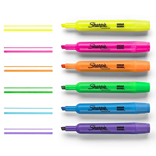 Fluorescent Yellow Sharpie Tank Highlighters, 12 Count