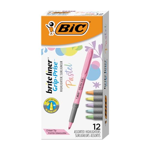 BIC Pastel Highlighter Set, 12 Assorted Colors