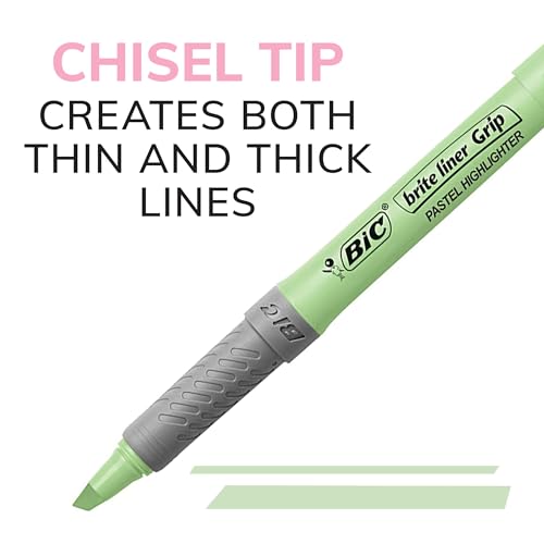 BIC Pastel Highlighter Set, 12 Assorted Colors