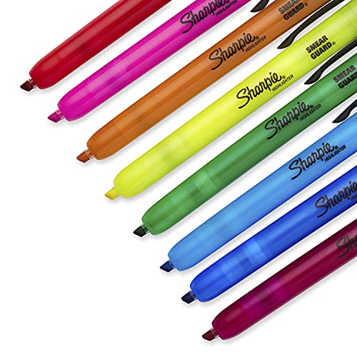 Sharpie Retractable Chisel Tip Highlighters, 8 Pack