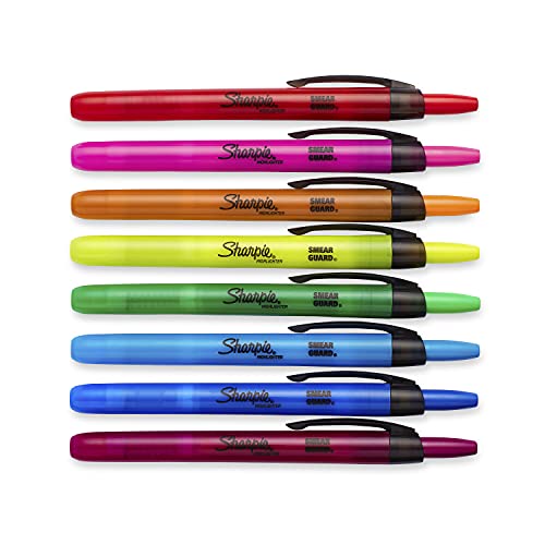 Sharpie Retractable Chisel Tip Highlighters, 8 Pack