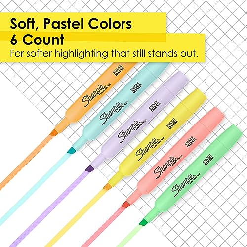 Sharpie Highlighters Pack - Mild Pastel Colors, 6 Count
