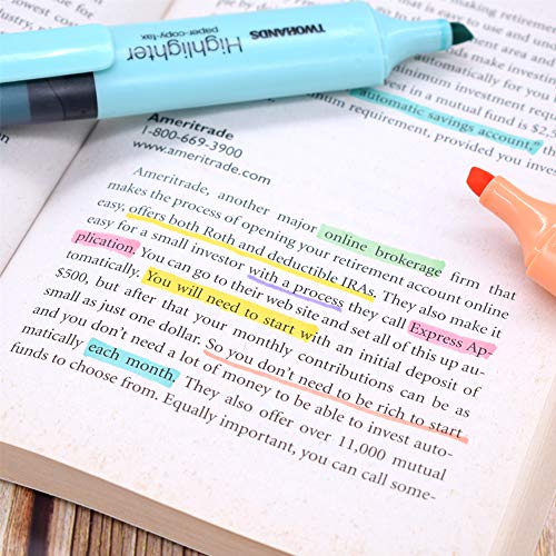 TWOHANDS Chisel Tip Highlighter, 6 Pastel Colors