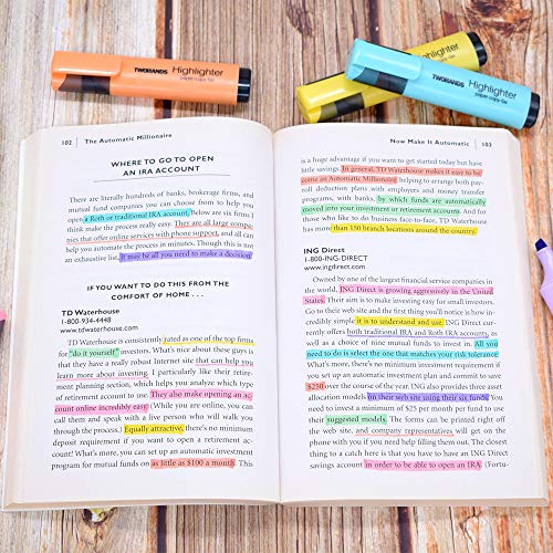 TWOHANDS Chisel Tip Highlighter, 6 Pastel Colors