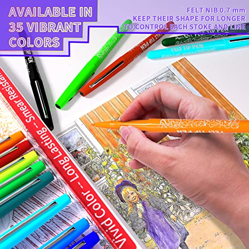 35 Color Fine Point Felt Tip Pens Set