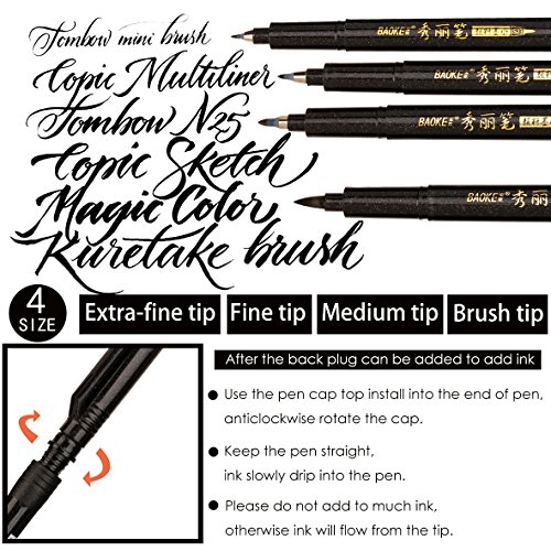 MISULOVE Calligraphy Brush Markers Set – 6 Pack