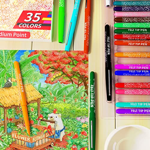 35 Color Fine Point Felt Tip Pens Set