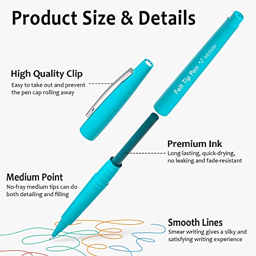 Lelix 30-Color Felt Tip Pens for School & Art