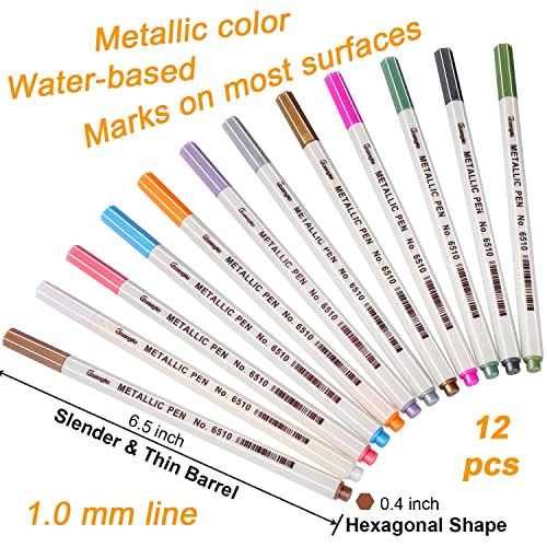 Sunshilor Fine Point Metallic Markers Set of 12