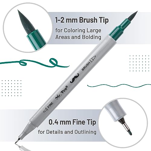 Mr. Pen Dual Tip Brush Pens - 12 Colors