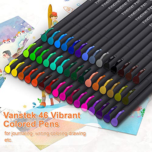 Vanstek 46 Pack Colored Fineliner Pens Set