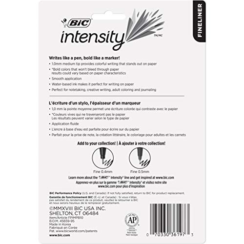 BIC Intensity Fineliner Marker Pens, Assorted Colors