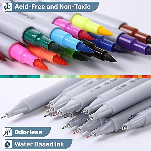 Mr. Pen Dual Tip Brush Pens - 12 Colors