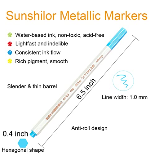 Sunshilor Fine Point Metallic Markers Set of 12