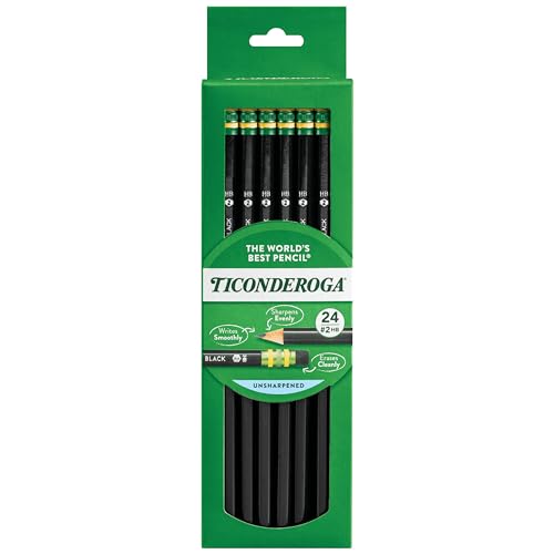 Ticonderoga 24 Count Soft Black Pencils, 2 HB