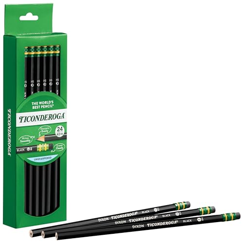Ticonderoga 24 Count Soft Black Pencils, 2 HB