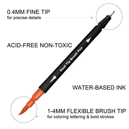 Piochoo 24 Dual Brush Marker Pens Set