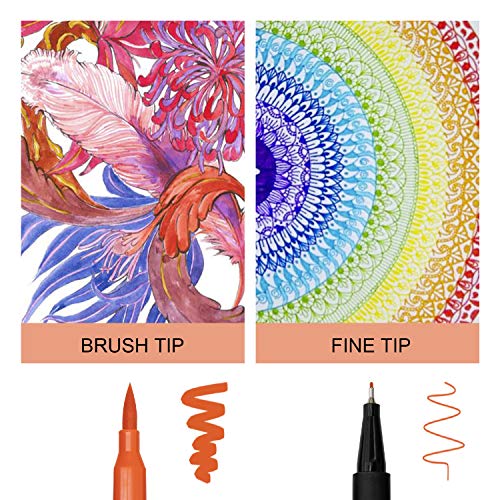 Piochoo 24 Dual Brush Marker Pens Set