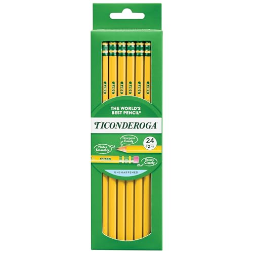 Ticonderoga Yellow Wood-Cased Pencils, 24 Count