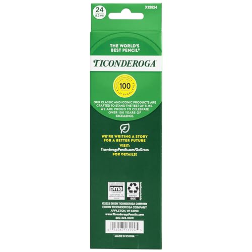 Ticonderoga Yellow Wood-Cased Pencils, 24 Count