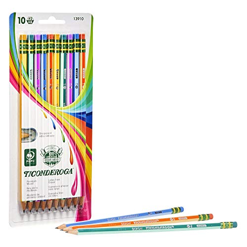 Ticonderoga Striped Wood Pencils, Pack of 10