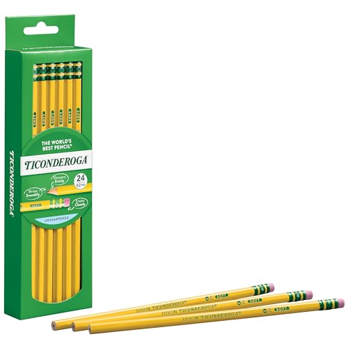 Ticonderoga Yellow Wood-Cased Pencils, 24 Count