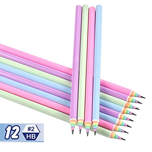 Eco-Friendly Rainbow Recycled Paper HB Pencils - 12 Pack
