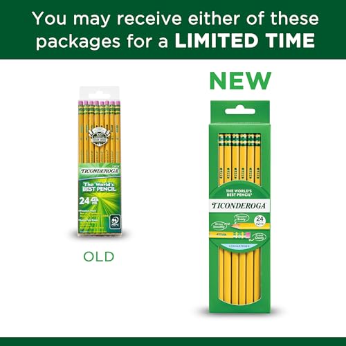 Ticonderoga Yellow Wood-Cased Pencils, 24 Count