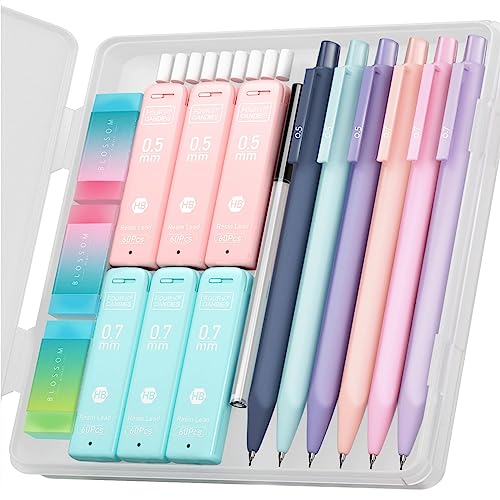 Pastel Mechanical Pencil Set with Leads and Erasers