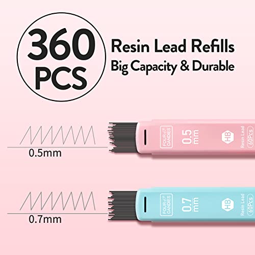 Pastel Mechanical Pencil Set with Leads and Erasers