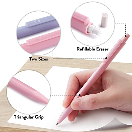 Pastel Mechanical Pencil Set with Leads and Erasers