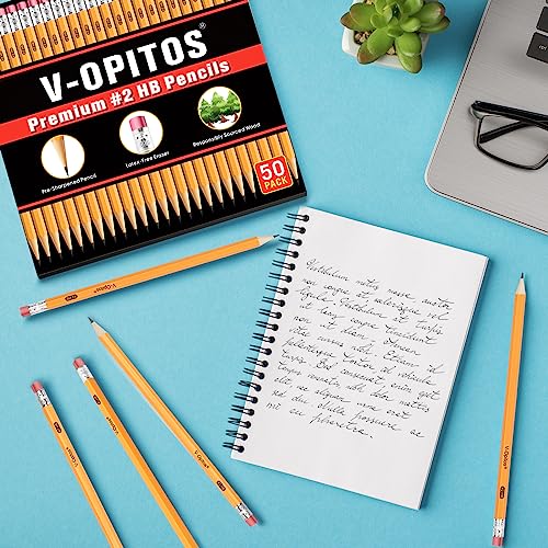 V-Opitos Pre-Sharpened #2 HB Pencils, 50 Pack