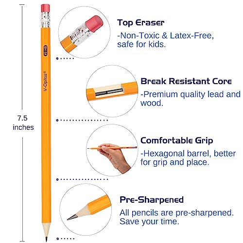 V-Opitos Pre-Sharpened #2 HB Pencils, 50 Pack