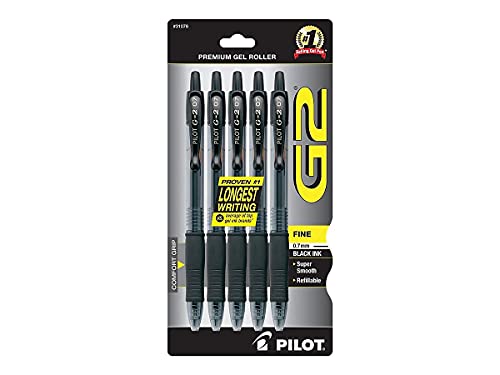 Pilot G2 Gel Pens, Fine Point 0.7mm, Black